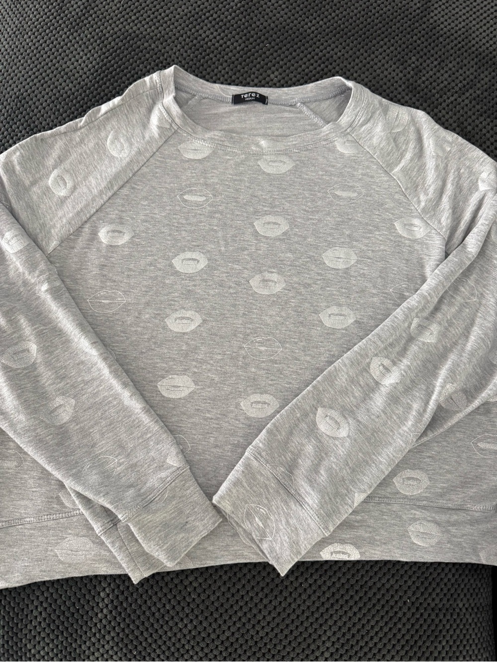 Grey TEREZ Lip Print Crewneck Sweatshirt